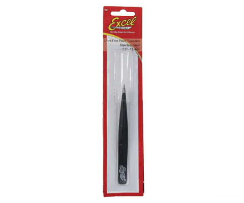 Excel 30422 Hollow Handle Fine Point Tweezers -- Black Tools