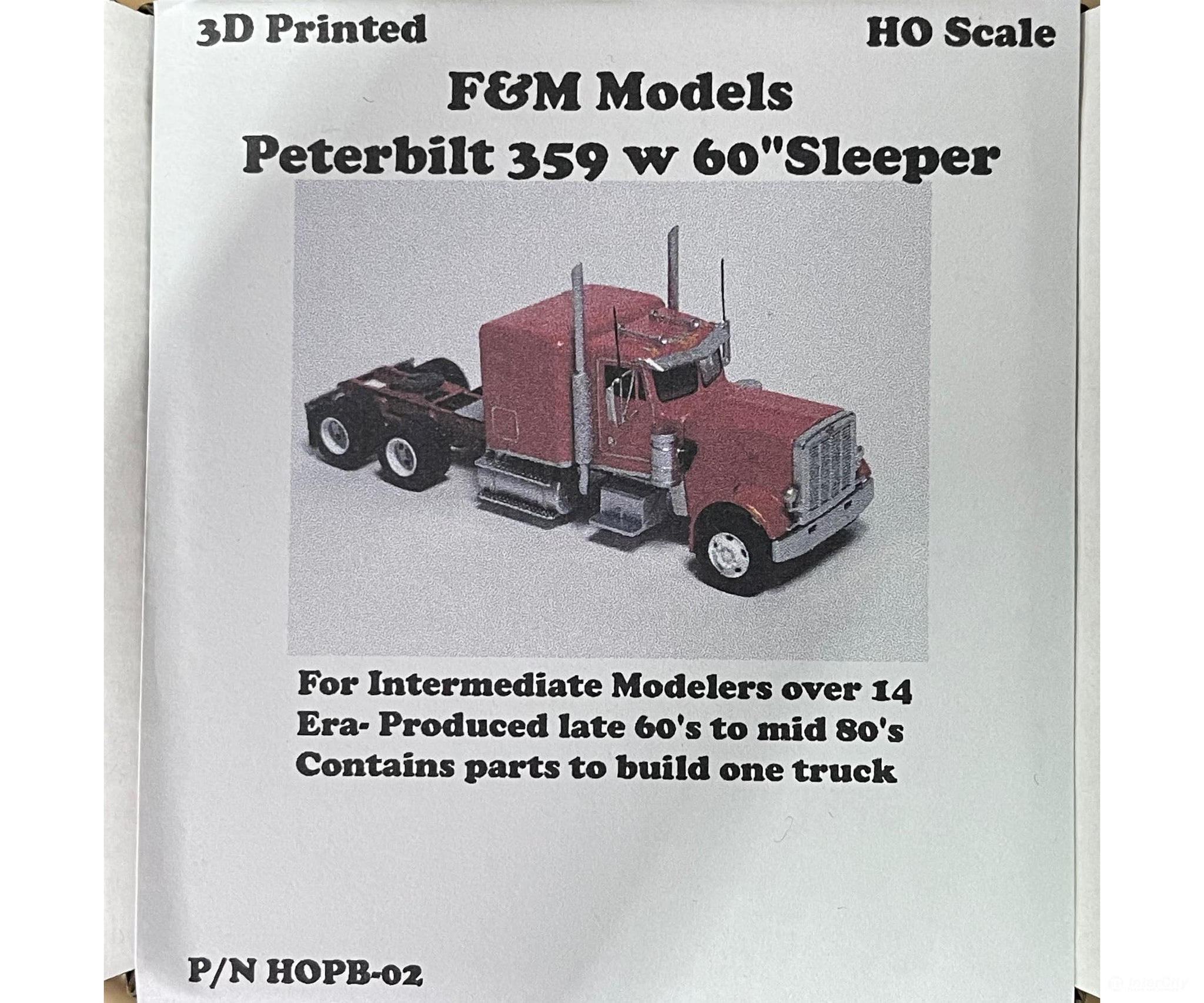 F&M Models Ho Hopb60 - 01 359 Peterbilt Truck W. 60’ Sleeper (Resin Kit) Cars & Trucks