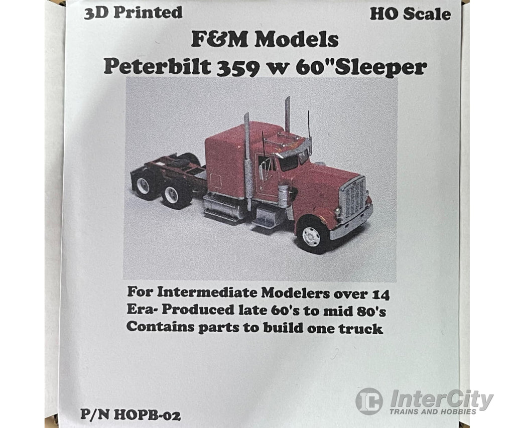 F&M Models Ho Hopb60 - 01 359 Peterbilt Truck W. 60’ Sleeper (Resin Kit) Cars & Trucks
