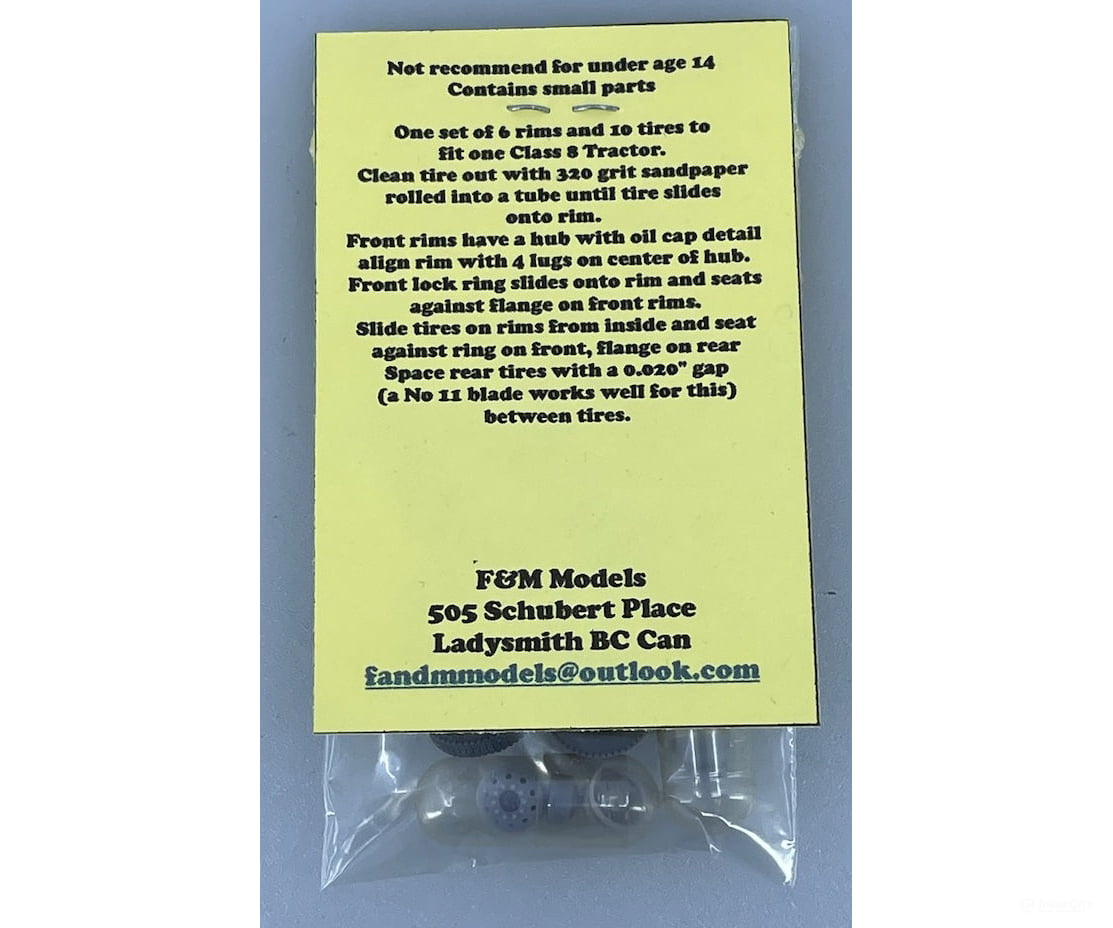 F&M Models HO Scale WS-01 22.5 Early Aluminum Rims and Tires for F&M Trucks - Cars & Trucks