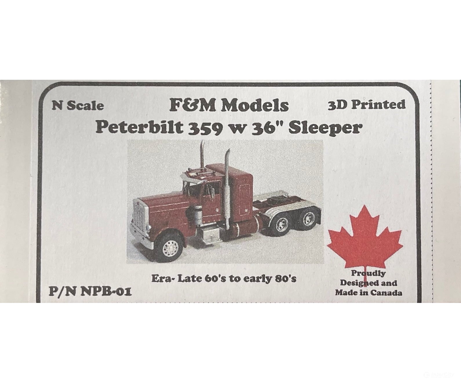 F&M Models N-Scale NPB-01 Peterbilt 369 Truck with 36’’ Sleeper Cab (Resin Kit) Cars & Trucks