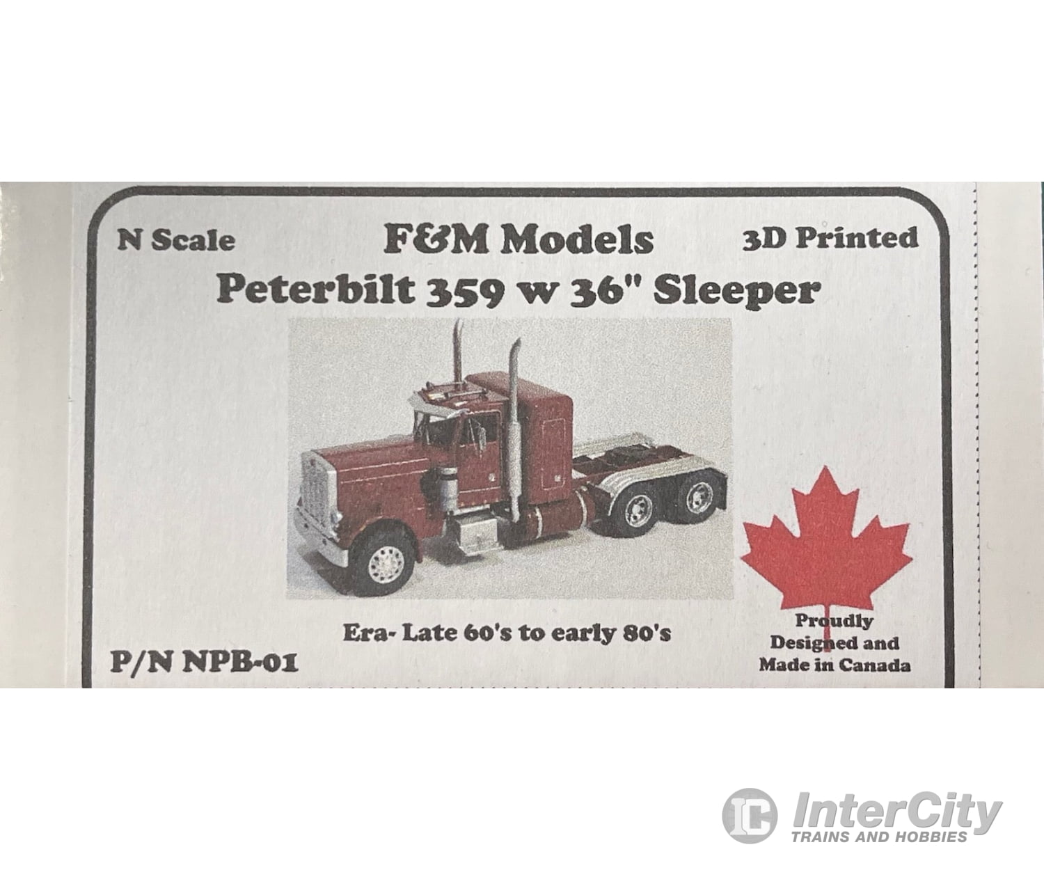 F&M Models N-Scale NPB-01 Peterbilt 369 Truck with 36’’ Sleeper Cab (Resin Kit) Cars & Trucks