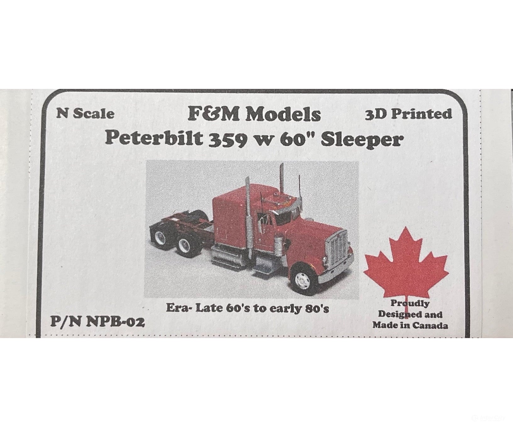 F&M Models N-Scale NPB-02 Peterbilt 369 with 60’’ Sleeper Cab Truck (Resin Kit) Cars & Trucks