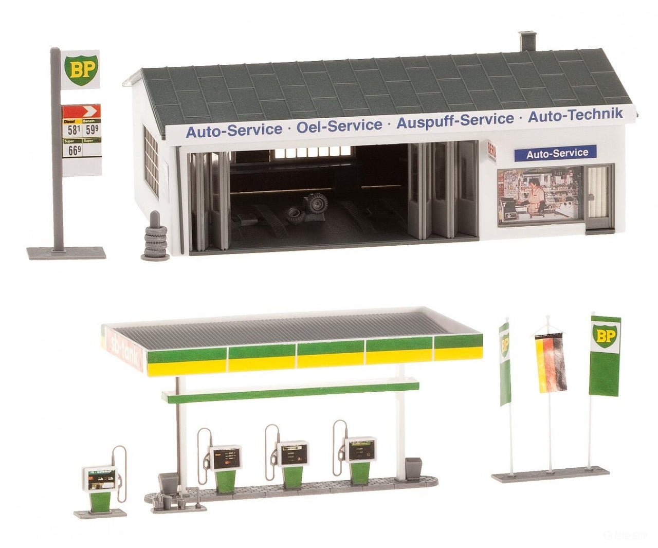 Faller 130345 Ho Petrol Station With Service Bay Structures