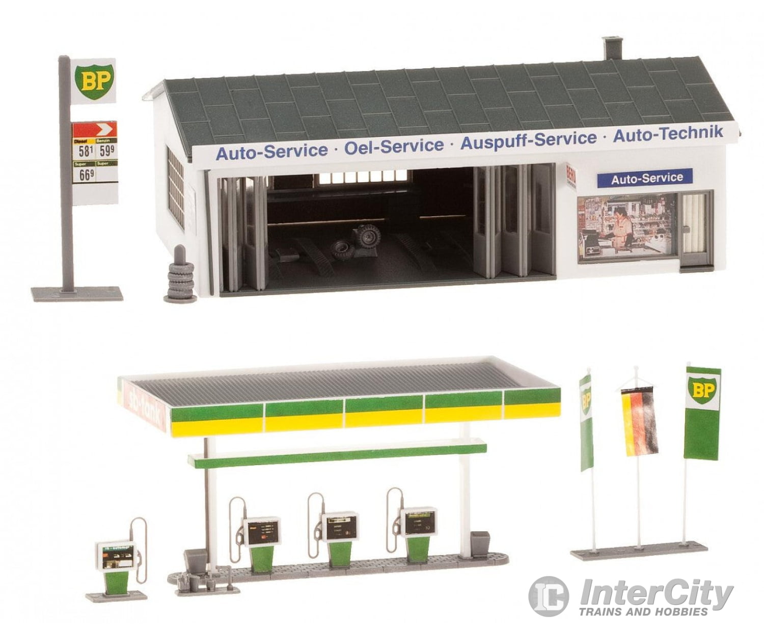 Faller 130345 Ho Petrol Station With Service Bay Structures