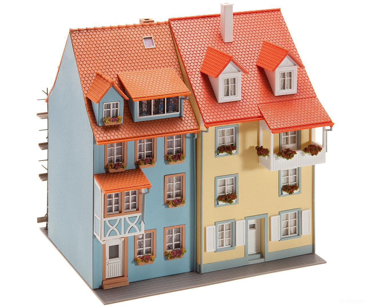 Faller 130494 Ho 2 Village Houses With Painters Scaffold Structures