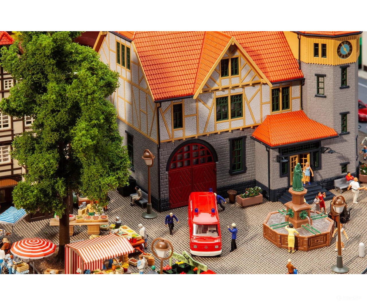 Faller 130649 Ho Town Hall With Fire Brigade Garage Structures