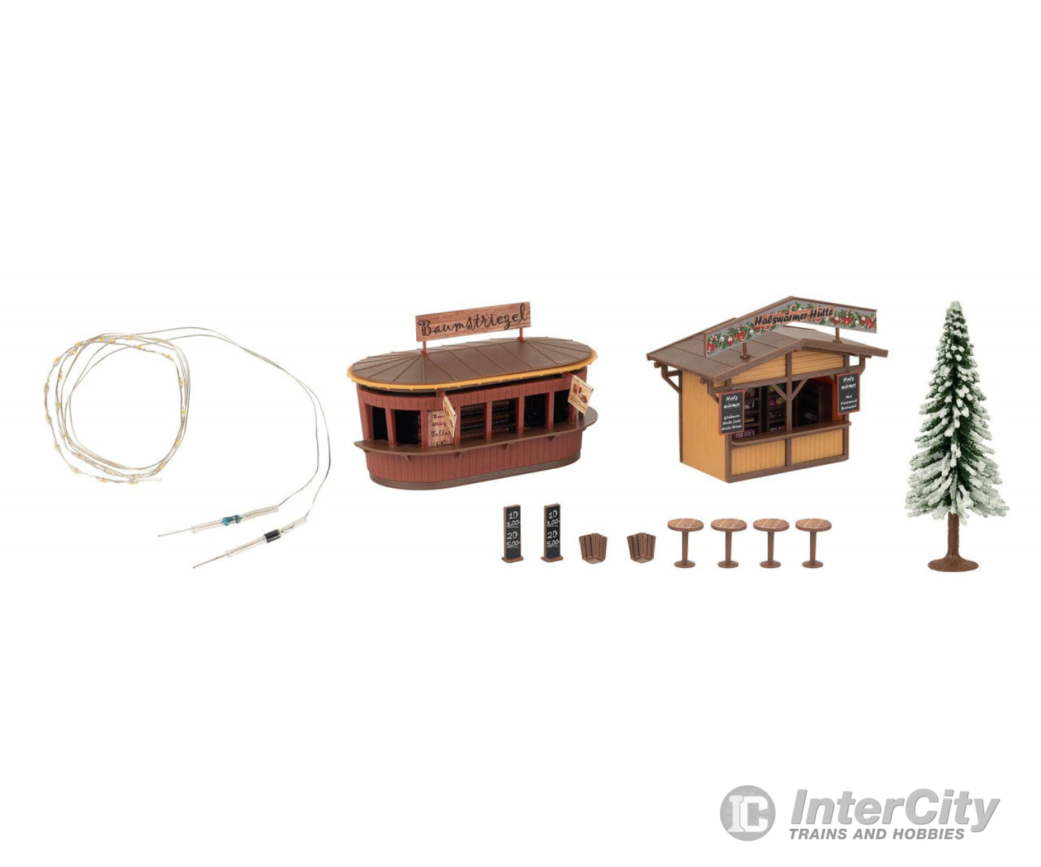 Faller 134006 Ho 2 Christmas Market Stalls With Illuminated Tree Structures