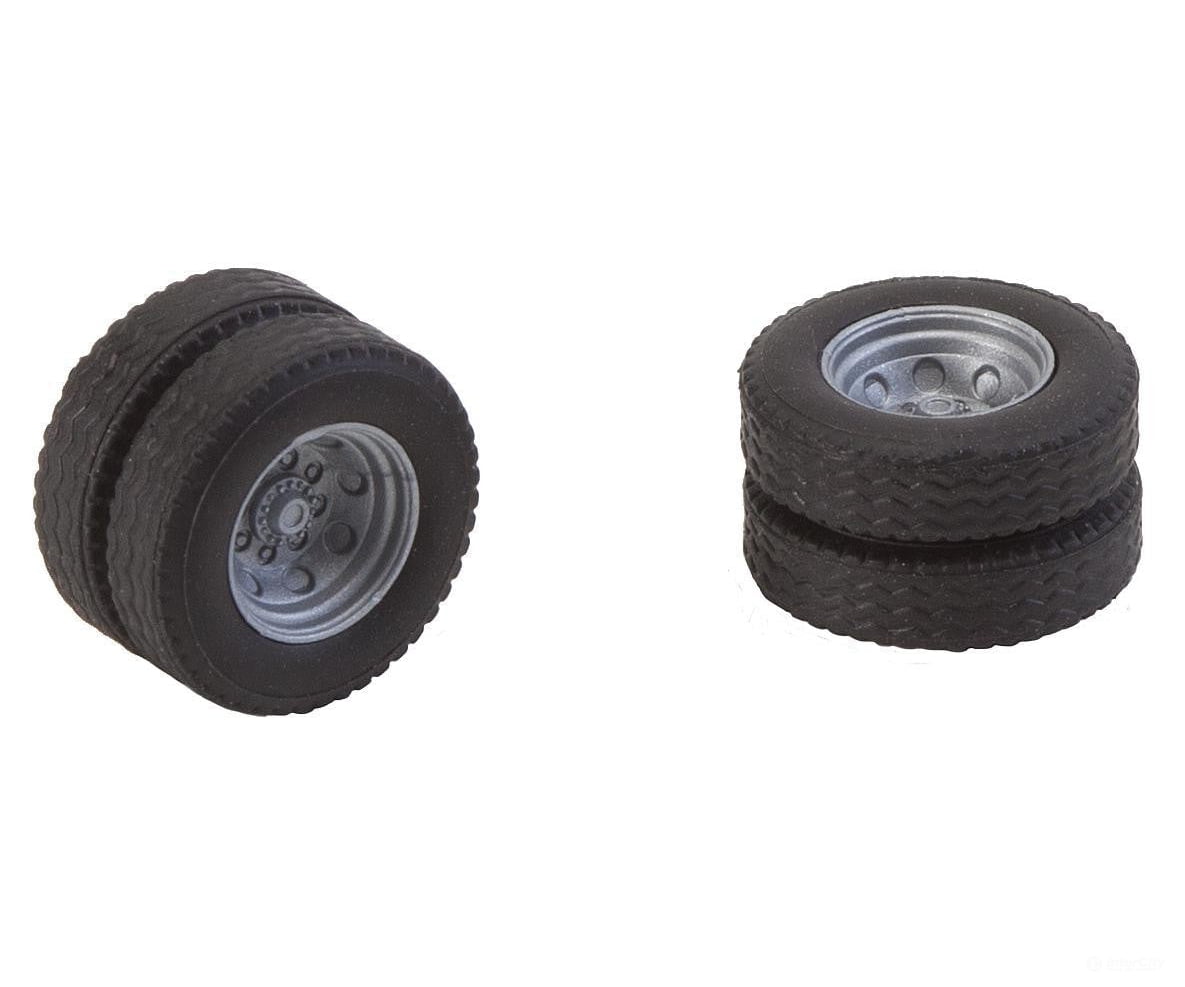 Faller 163112 Ho 2 Wheels (Twin Tyres) Tyres And Rims For Fire Brigade Parts