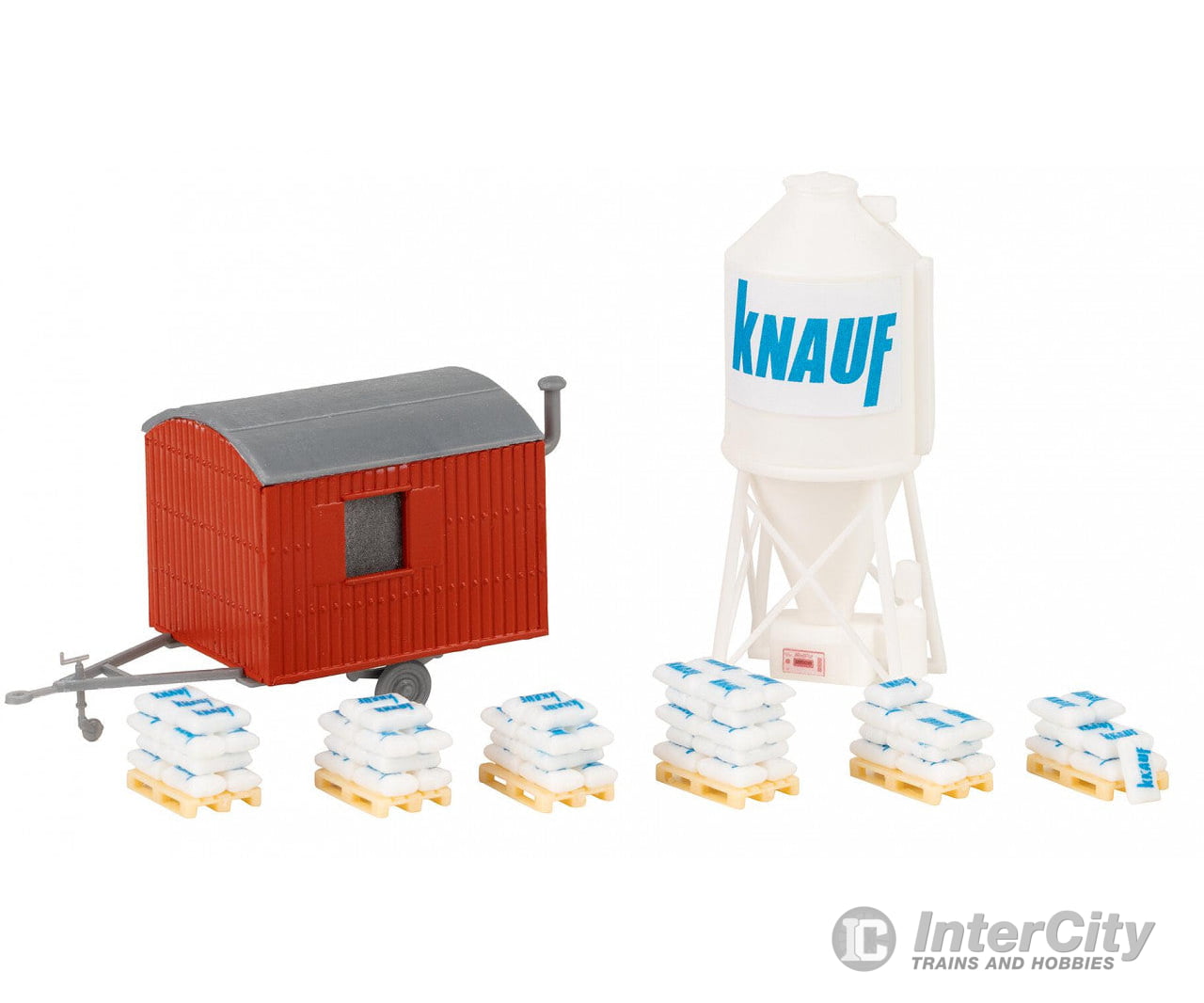 Faller 180389 Plaster Silo And Construction Trailer Scenery Details