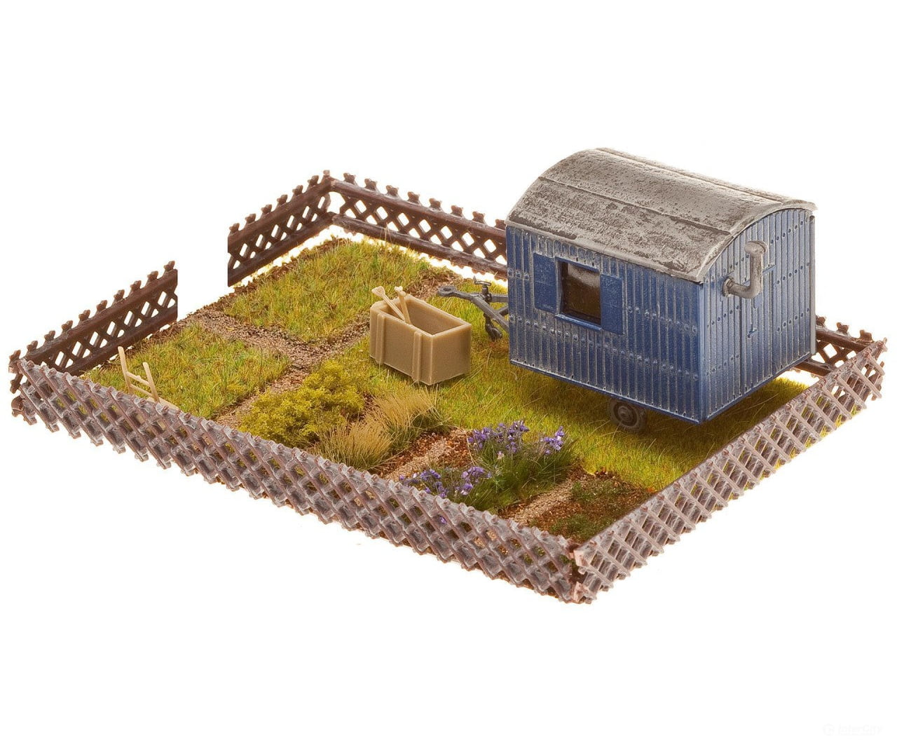 Faller 180490 Ho Allotments With Contractor’s Trailer Scenery Details