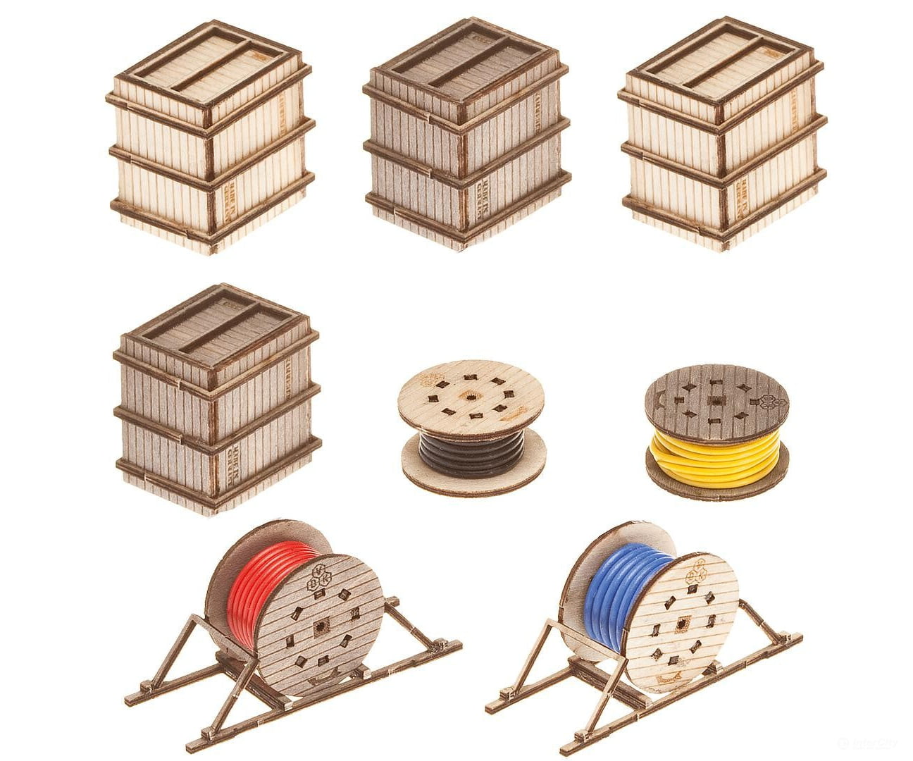 Faller 180617 Ho Transport Boxes And Cable Rolls Scenery Details
