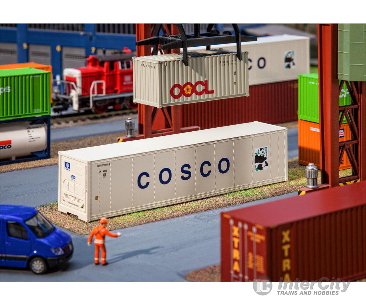 Faller 180851 Ho 40’ Hi-Cube Refrigerator Container Cosco Freight Loads & Containers