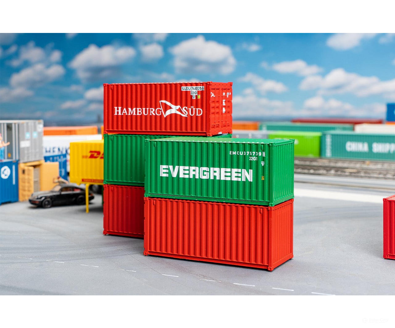 Faller 182051 Ho 20’ Container Set Of 5 Freight Loads & Containers