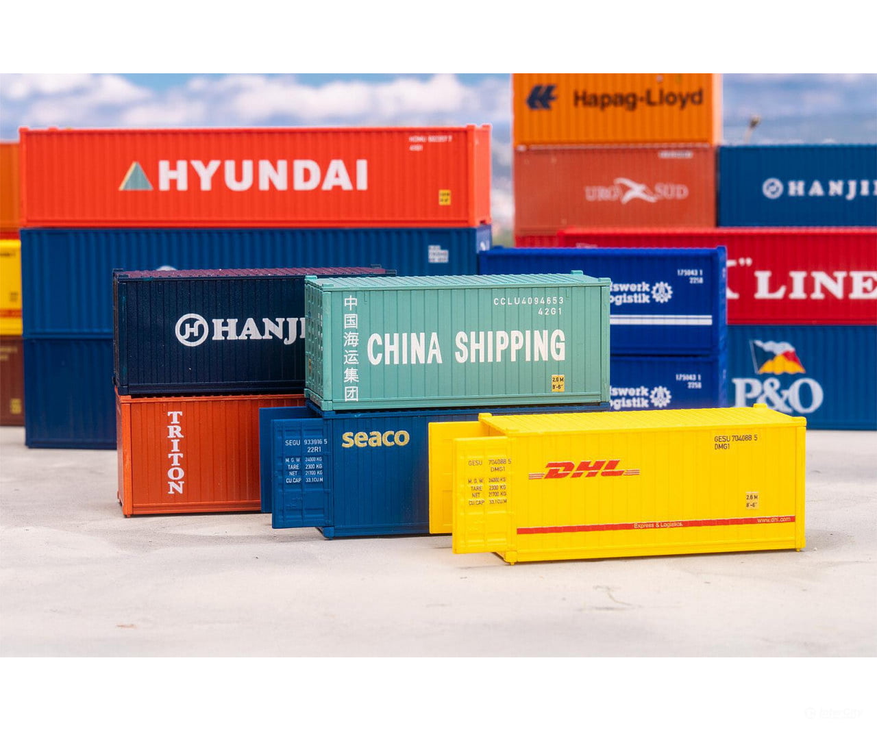 Faller 182057 HO 20’ Container set of 5 - Freight Loads & Containers
