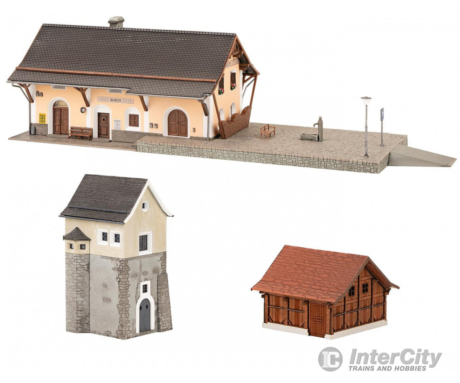 Faller 190059 Ho Susch Railway Station Set Structures