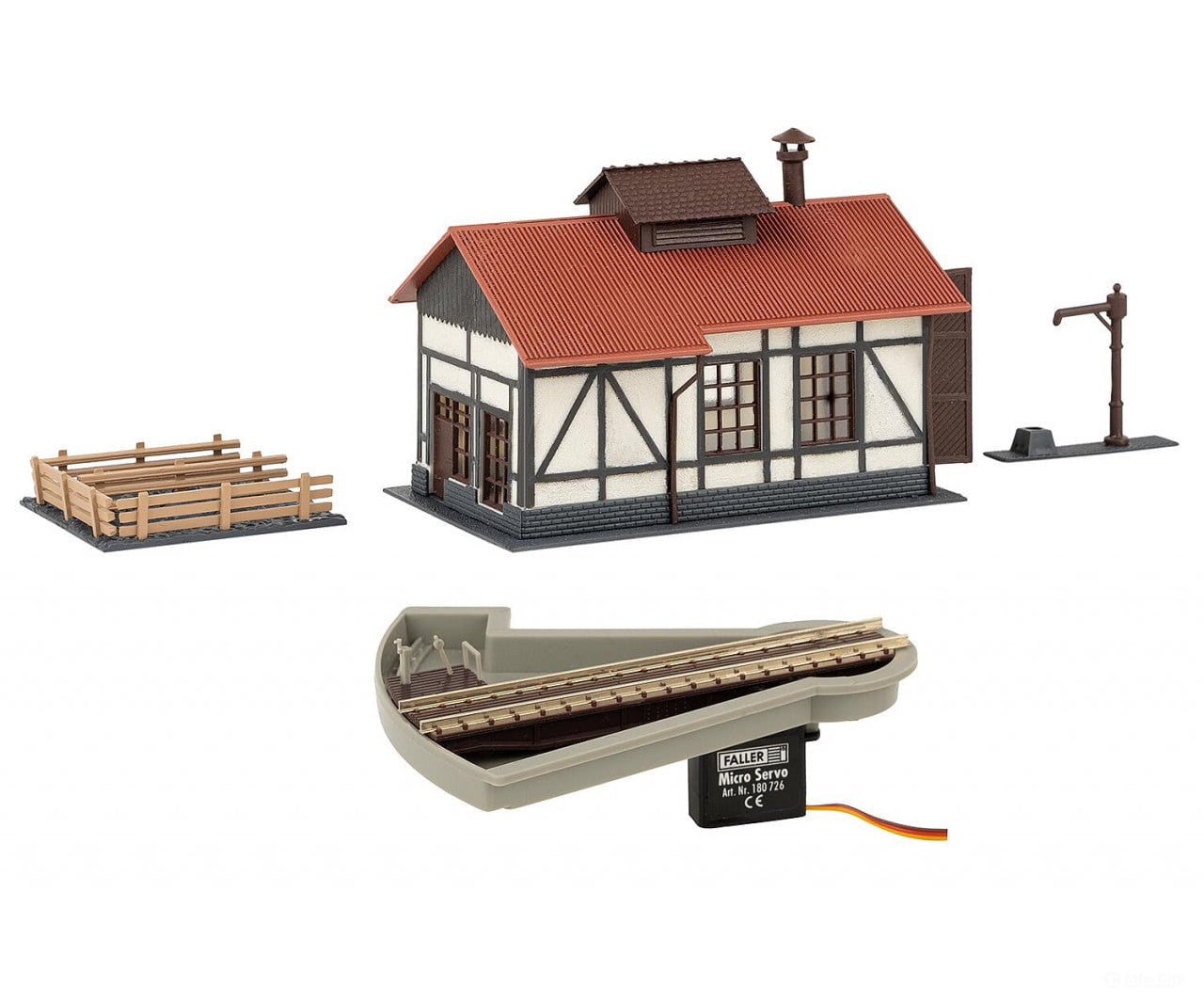 Faller 222104 N Segment Turntable With Engine Shed Structures