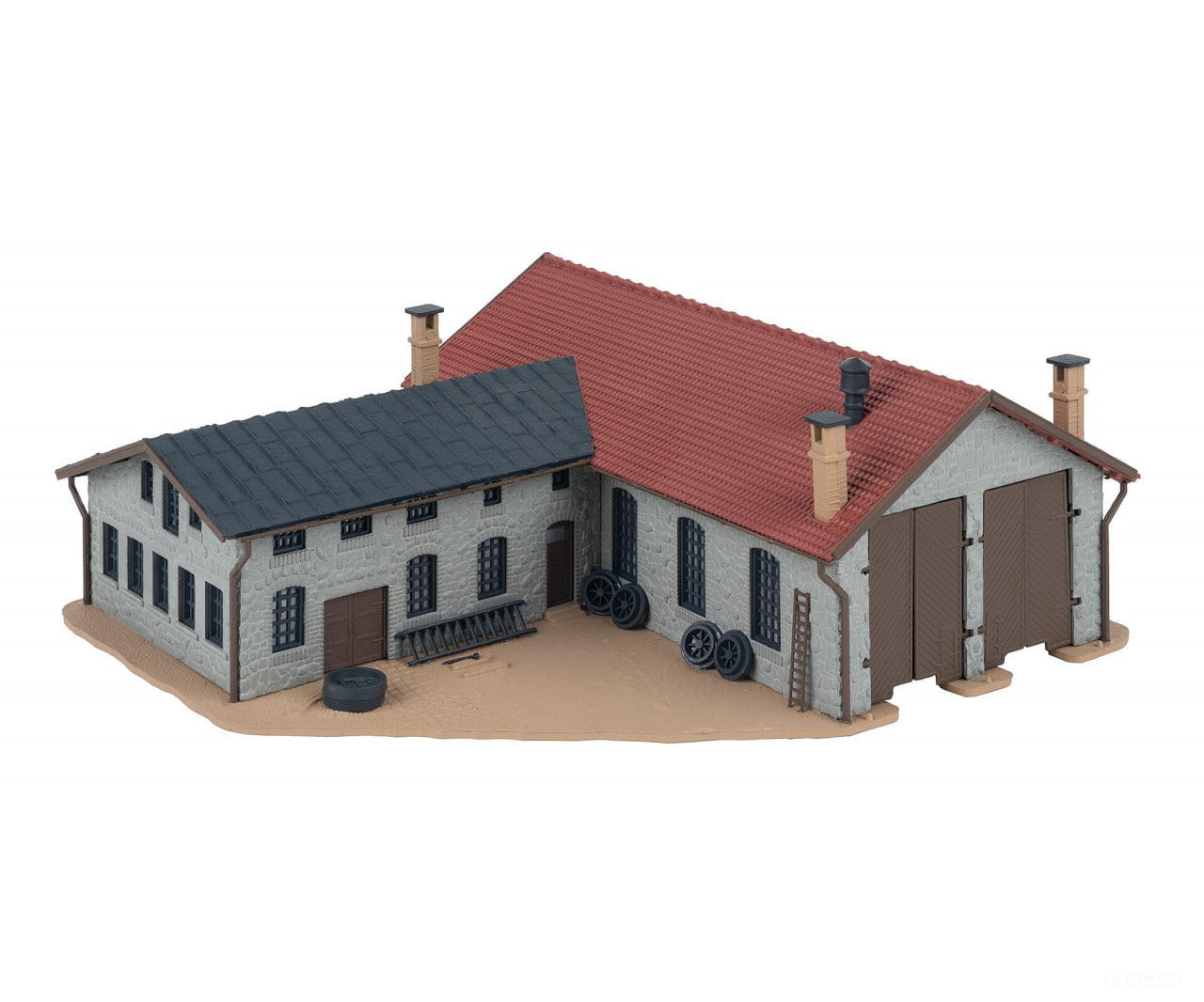Faller 222106 N Two-stall locomotive shed with workshop Structures