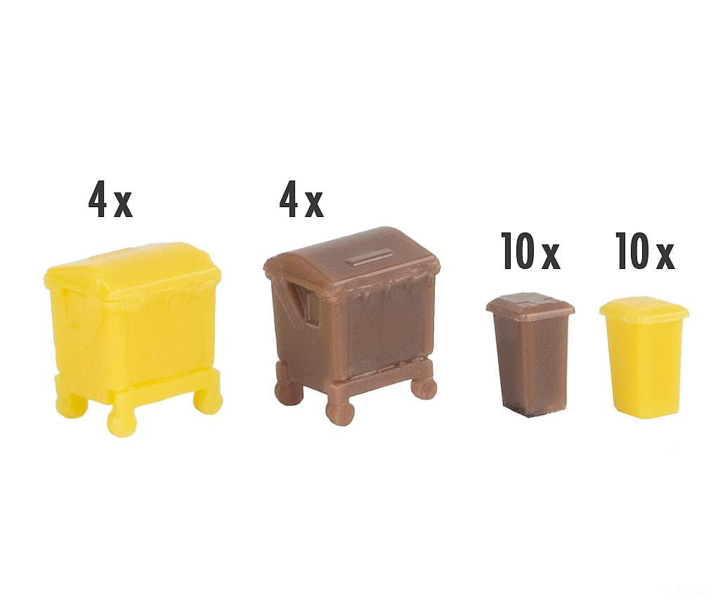 Faller 272926 N Waste bin set brown and yellow Scenery Details