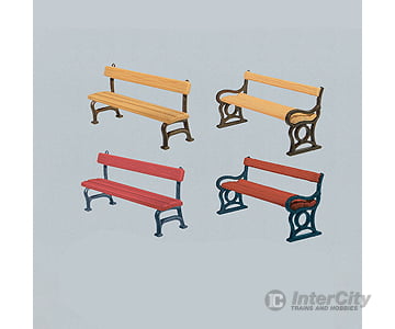 Faller Gmbh Ho 180443 Park Benches -- Assorted Colors Pkg(12) Scenery Details