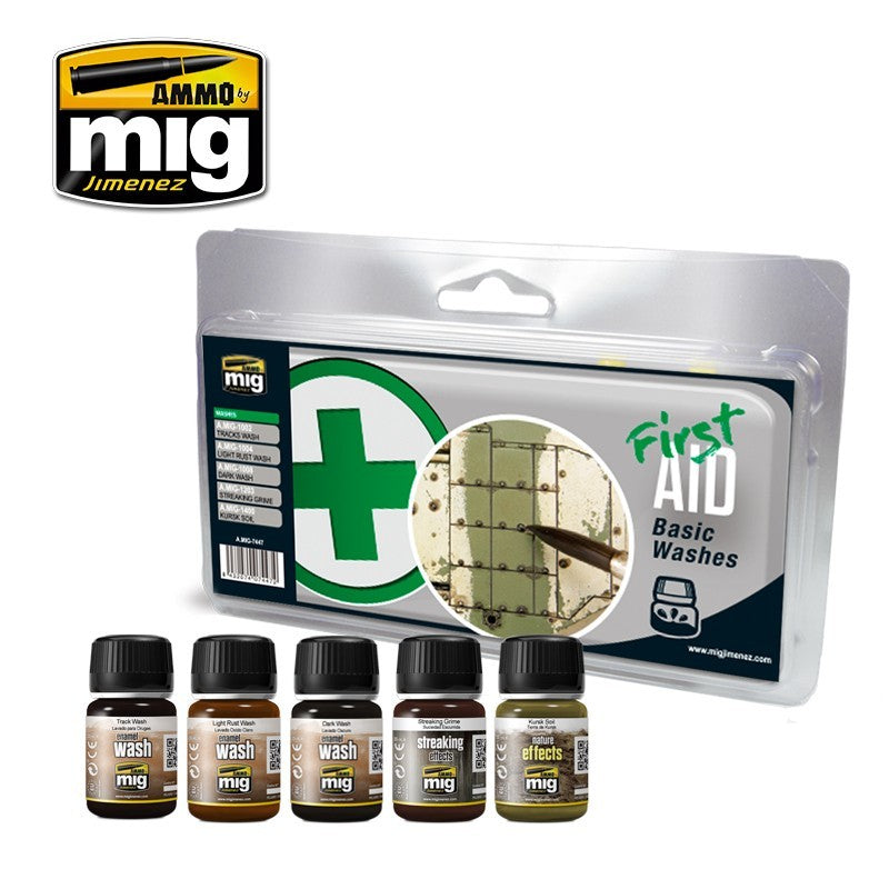 Ammo by Mig AMIG7447 Basic Modelling Washes 'First Aid' Set