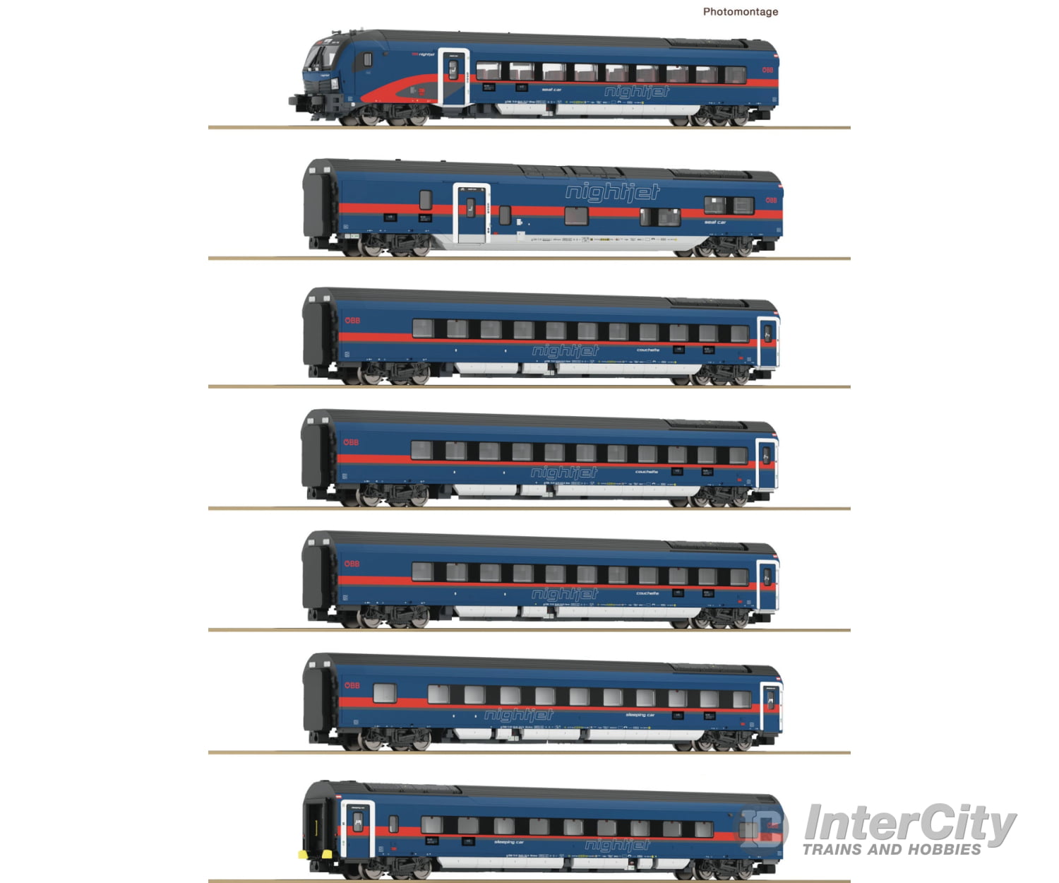 Fleischmann 6260065 N 7 Piece Set: Nightjet Öbb European Passenger Cars