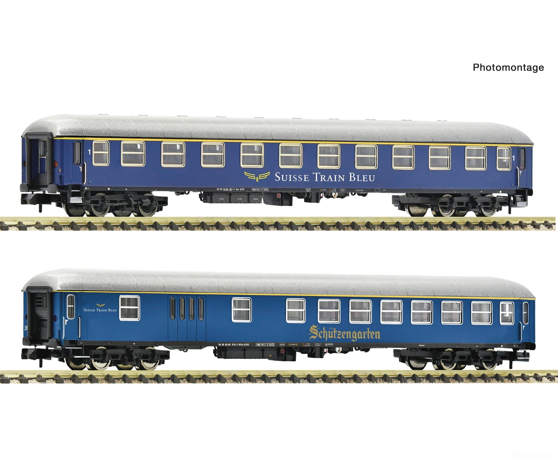Fleischmann 6260083 N 2 piece set (2): Express train coaches Suisse Train Bleu European Passenger Cars
