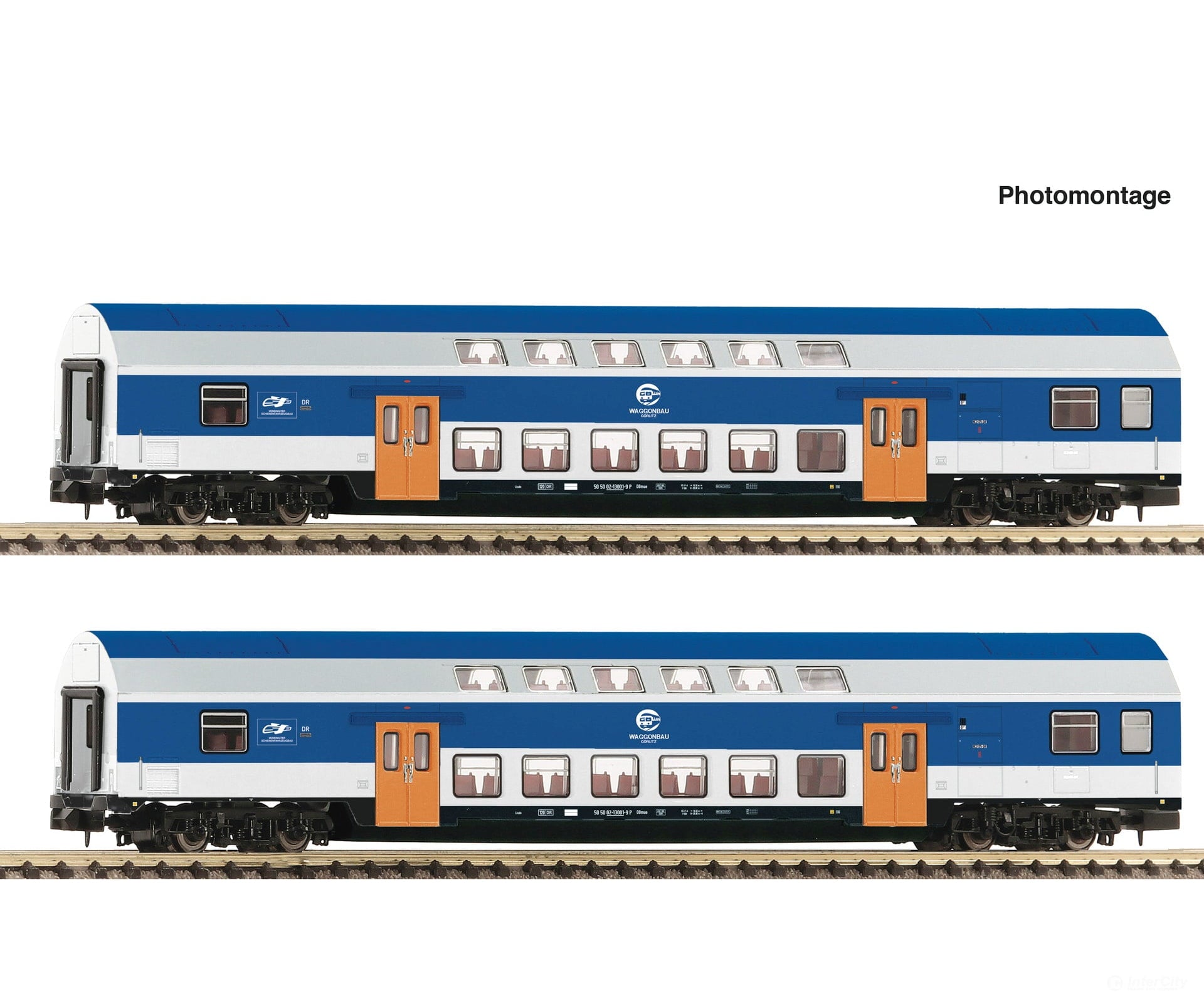 Fleischmann 6260094 N 2 piece set (2): Double-deck coaches VEB European Passenger Cars