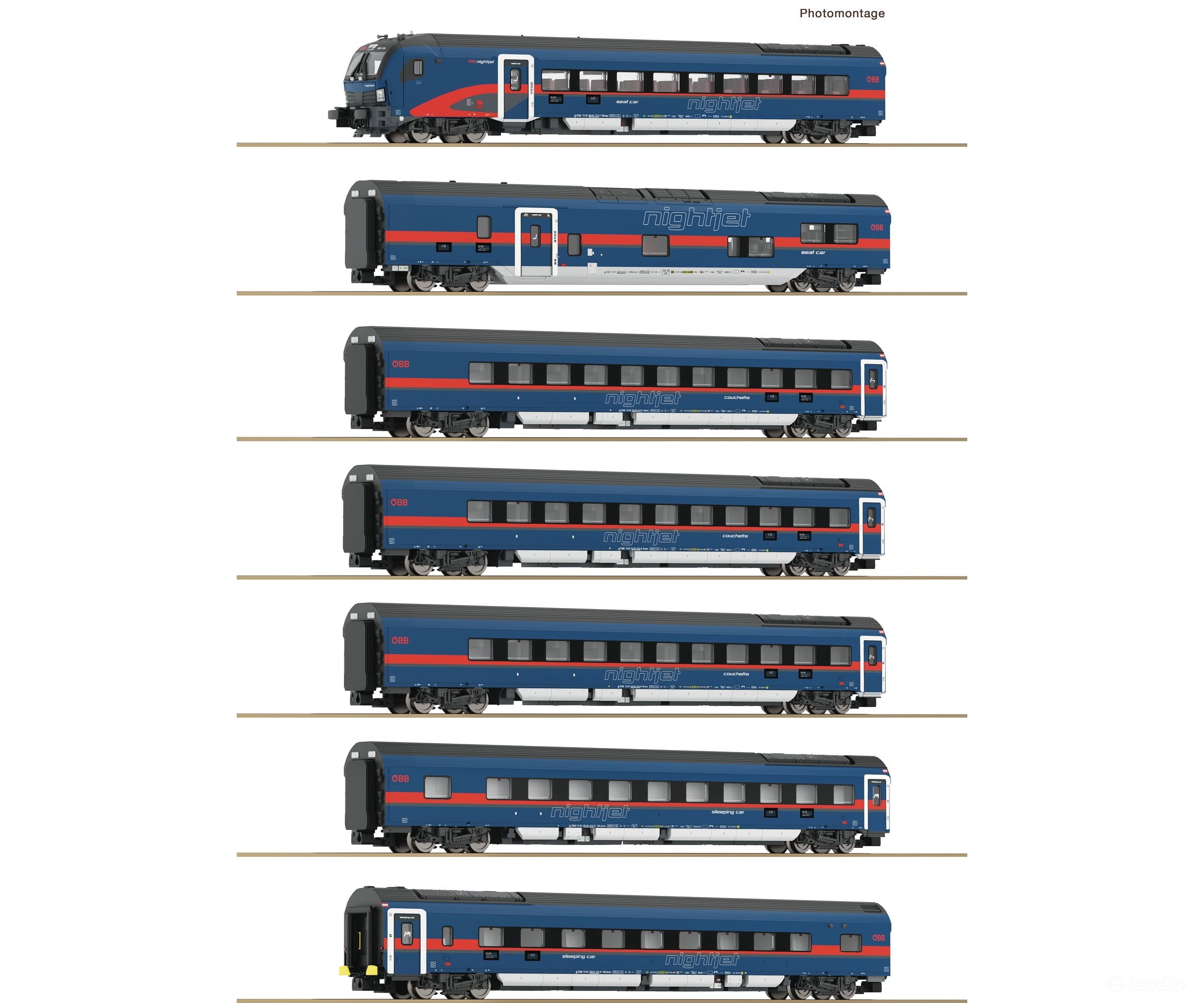 Fleischmann 6270065 N 7 Piece Set: Nightjet Öbb European Passenger Cars