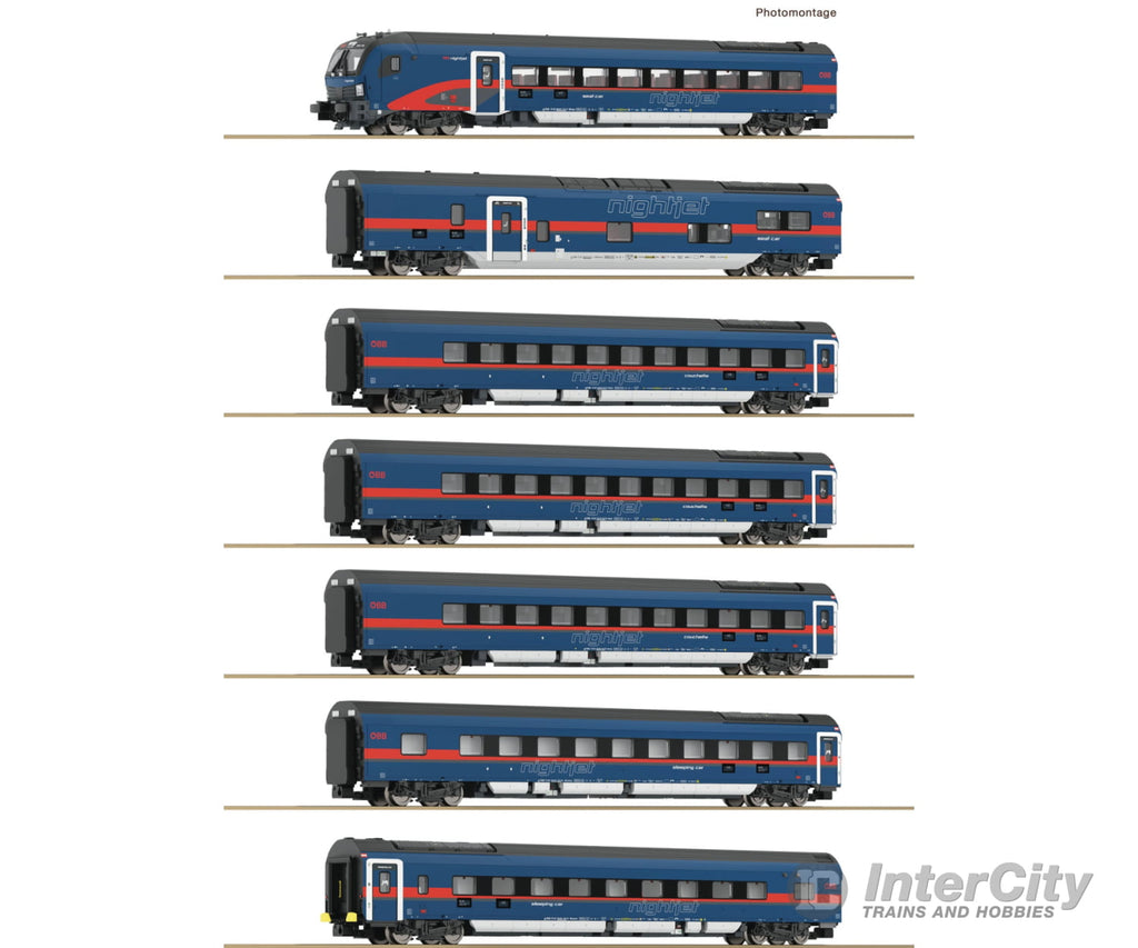 Fleischmann 6270065 N 7 Piece Set: Nightjet Öbb European Passenger Cars