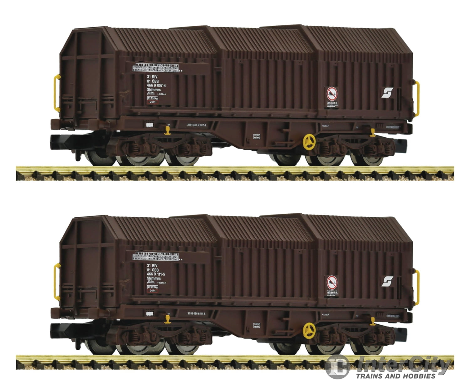 Fleischmann 6660035 N 2-Piece Set: Telescopic Hood Wagons Öbb Era 5 European Freight Cars