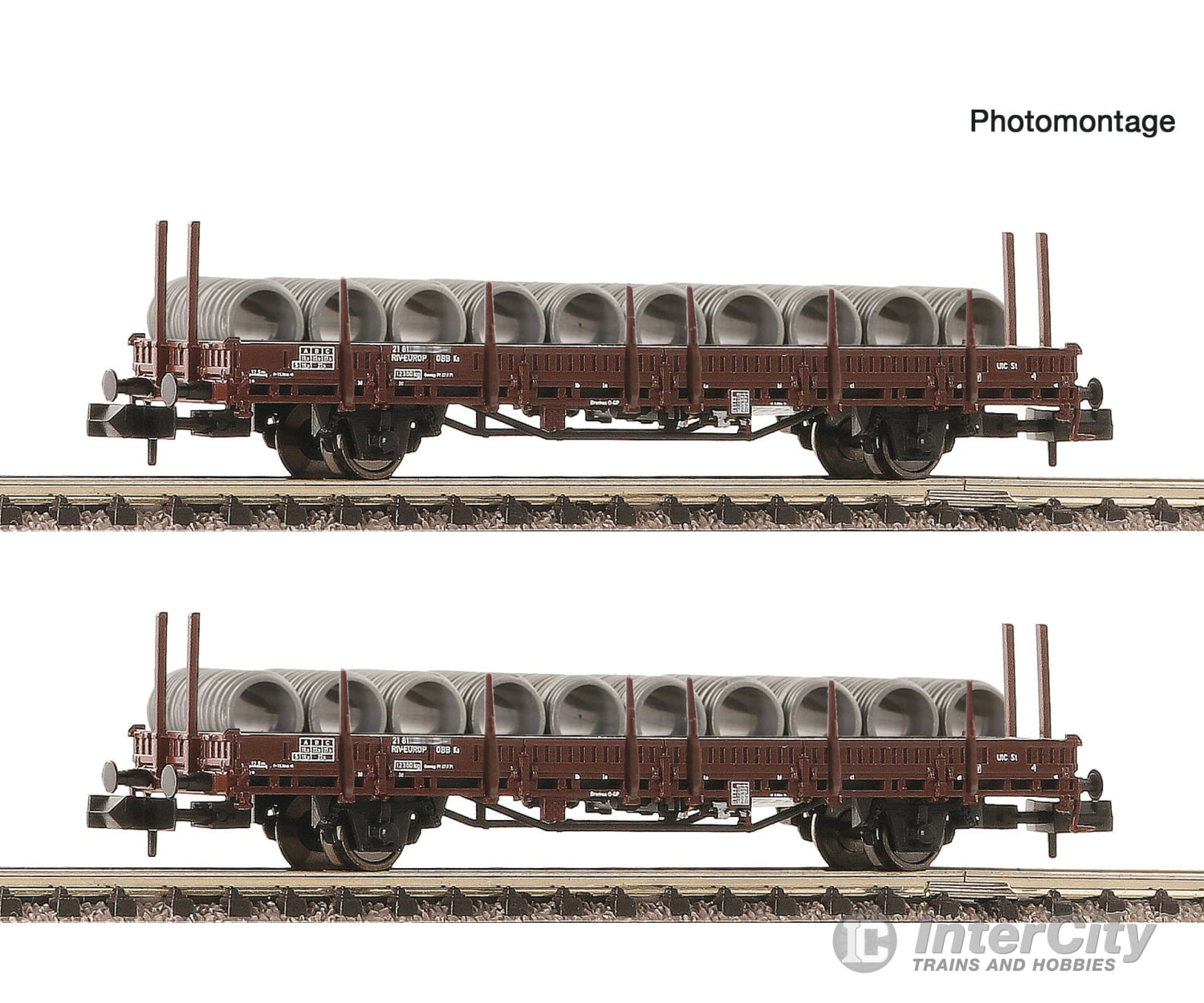 Fleischmann 6660072 N 2-Piece Set: Swivel-Type Stake Wagons Öbb European Freight Cars