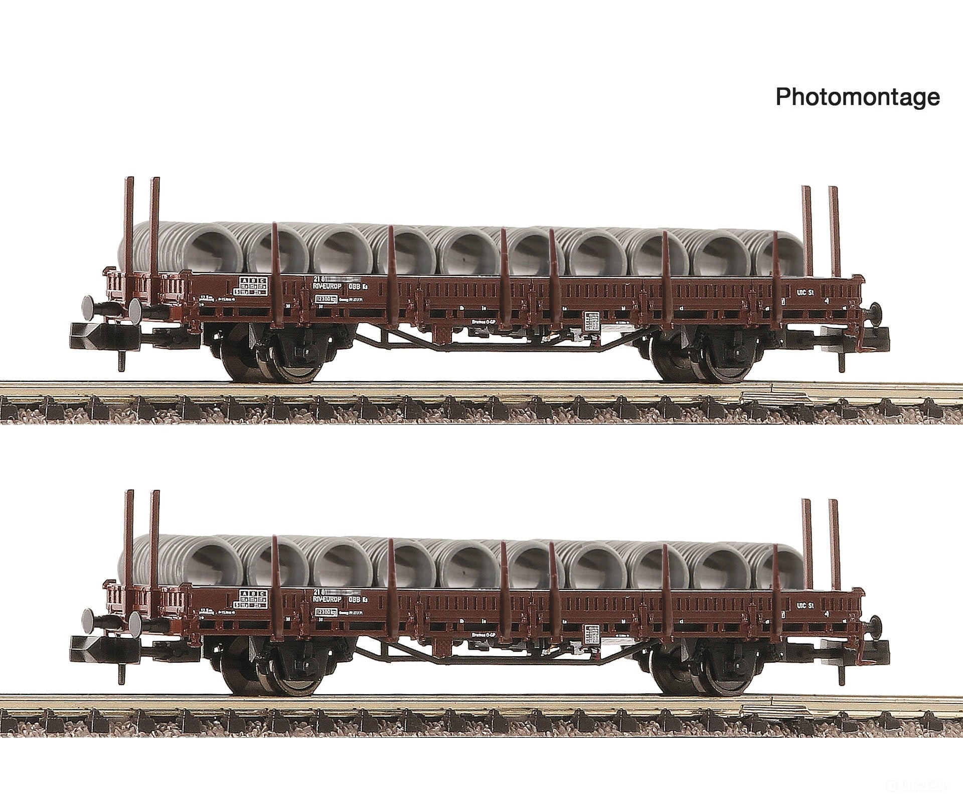 Fleischmann 6660072 N 2-Piece Set: Swivel-Type Stake Wagons Öbb European Freight Cars