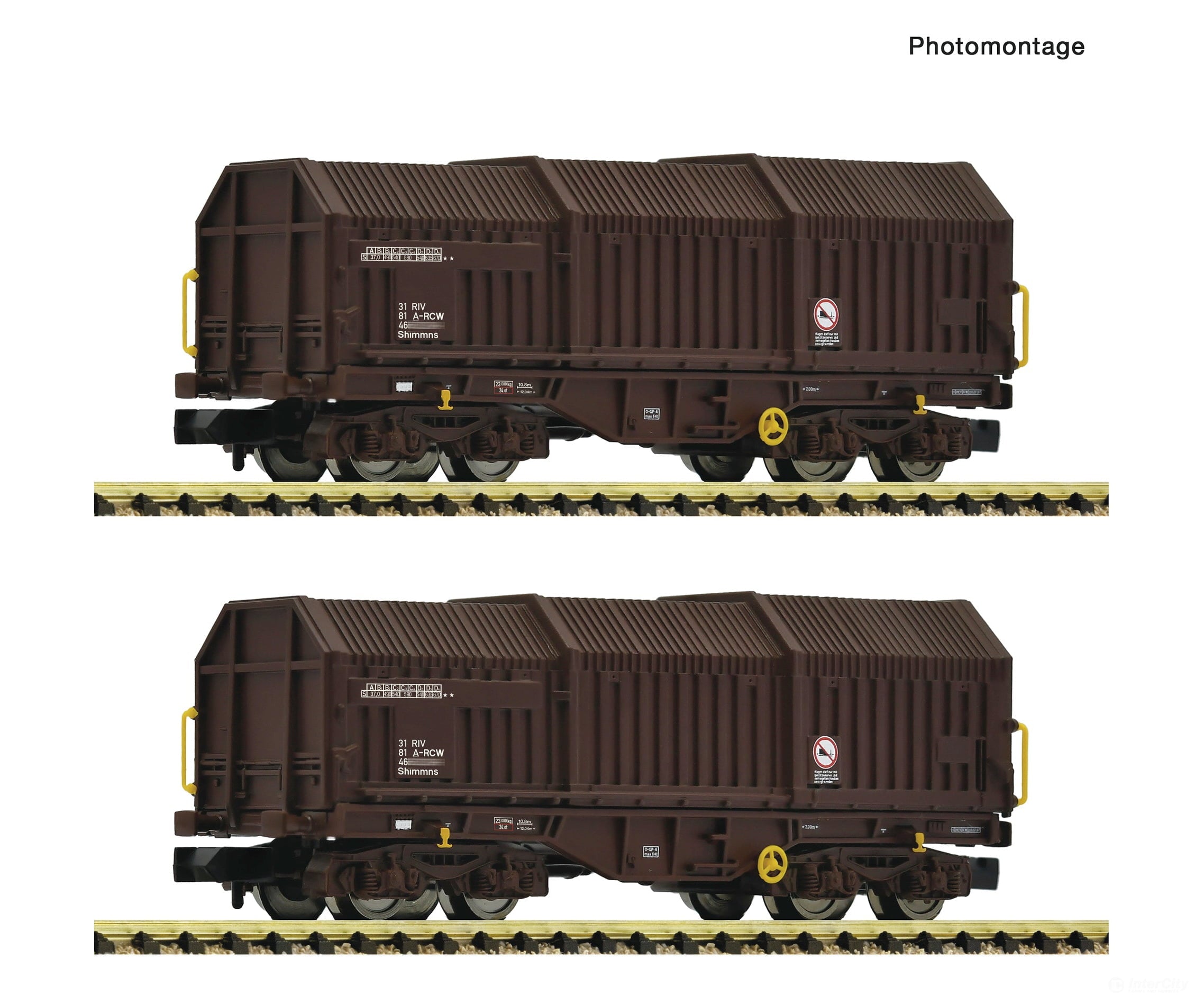Fleischmann 6660075 N 2 Piece Set: Telescopic Hood Wagons Öbb European Freight Cars