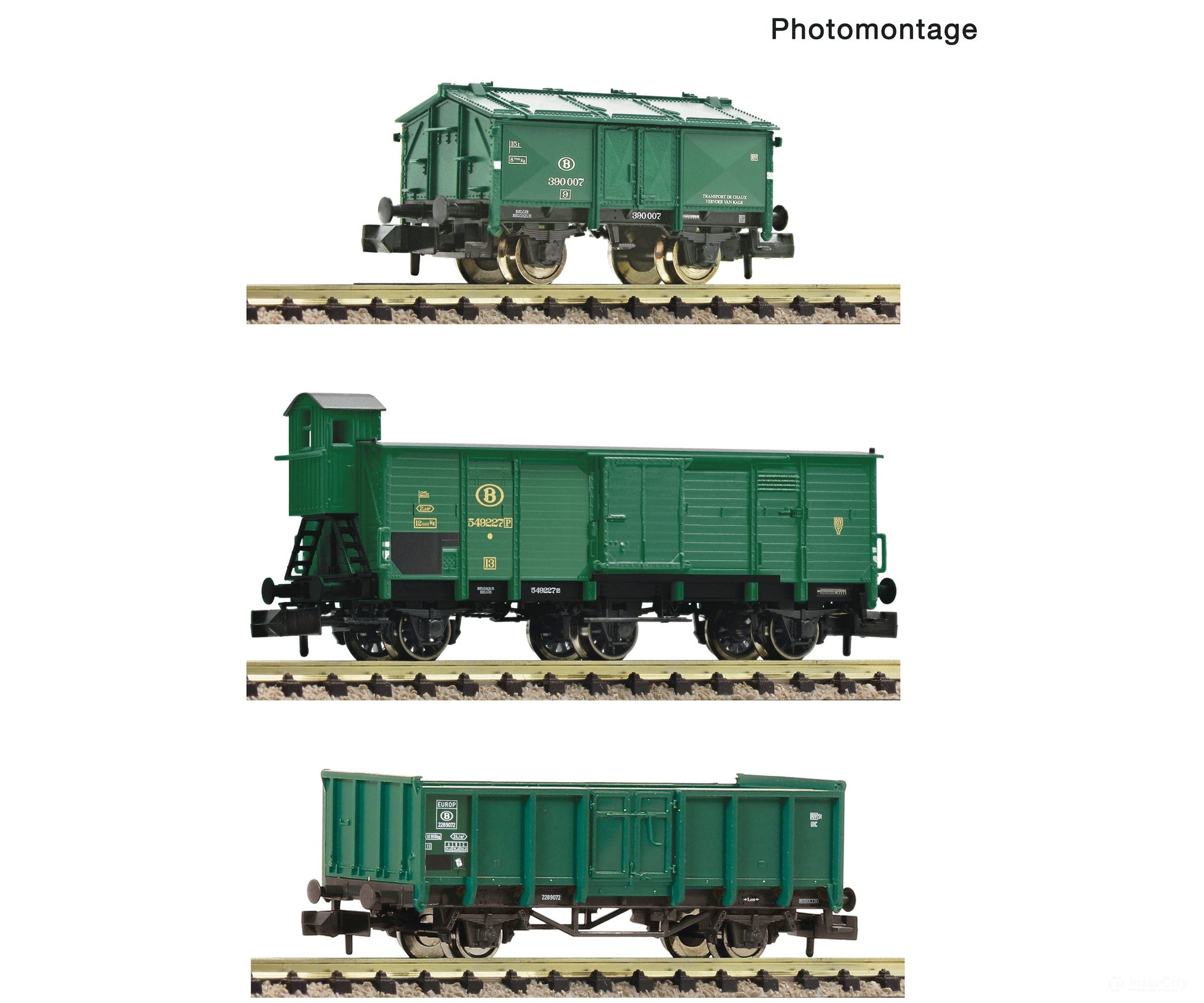 Fleischmann 6660077 N 3 piece set: Goods train SNCB European Freight Cars