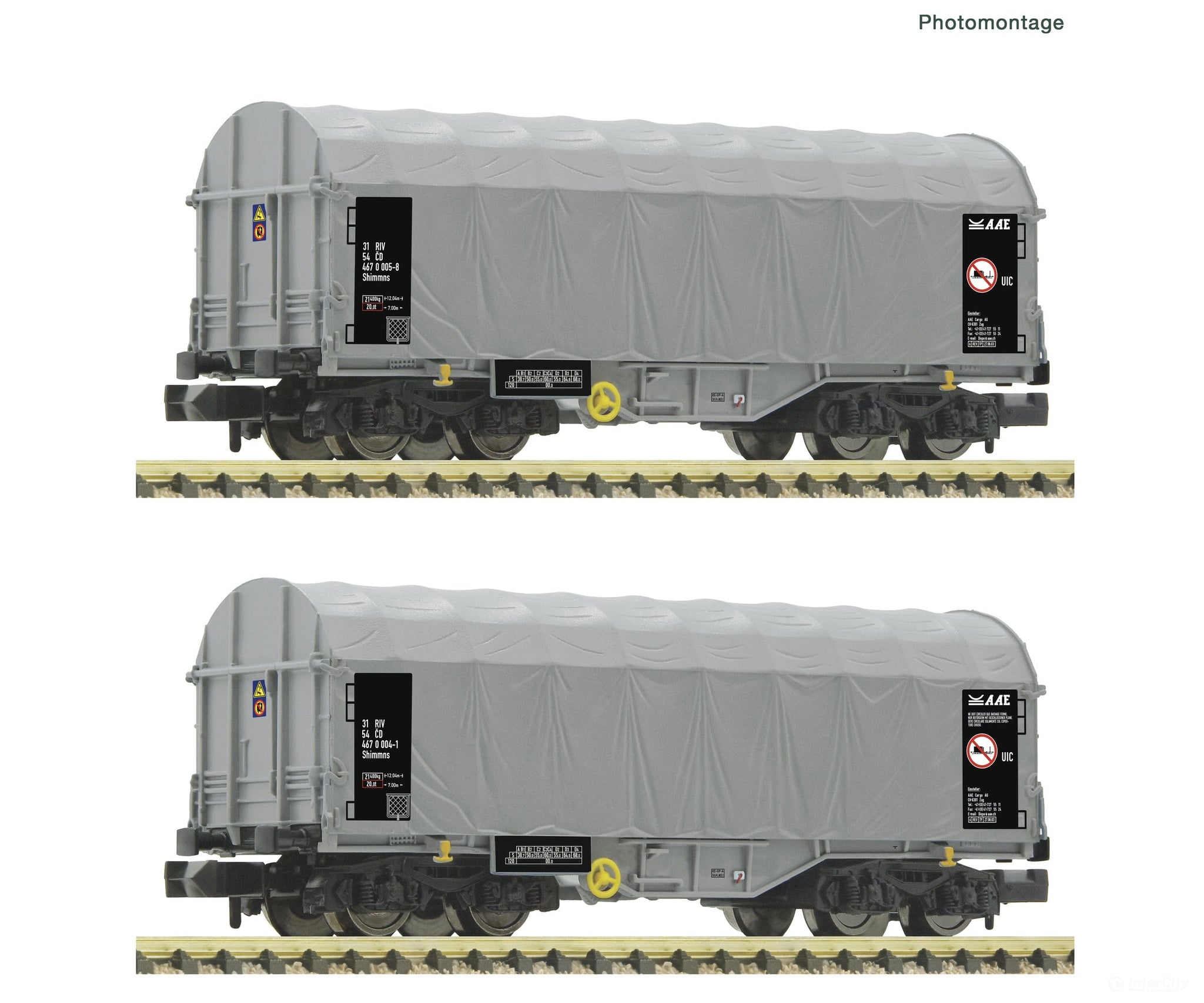 Fleischmann 6660087 N 2 Piece Set: Sliding Tarpaulin Wagons Cd European Freight Cars