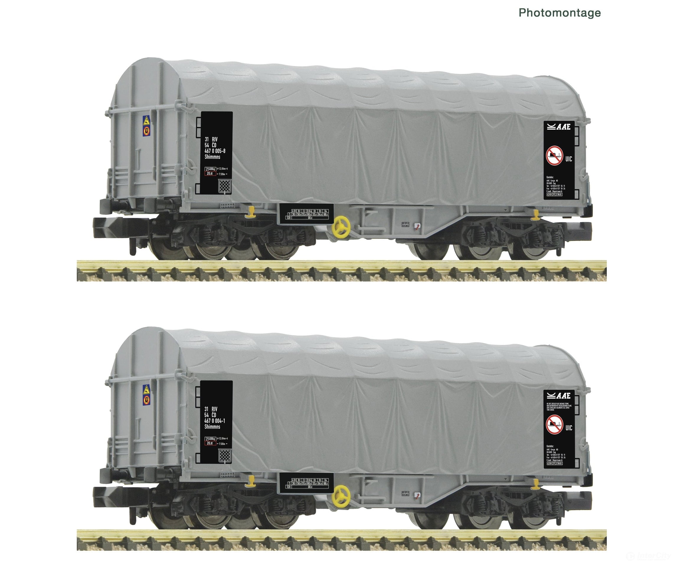 Fleischmann 6660087 N 2 Piece Set: Sliding Tarpaulin Wagons Cd European Freight Cars
