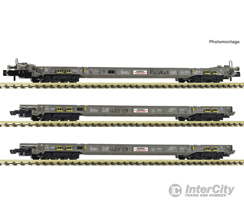 Fleischmann 6660093 N 3 Piece Set: Rollende Autobahn Hupac European Freight Cars