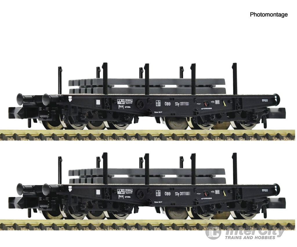 Fleischmann 6660134 N 2 piece set: Heavy-duty flat wagons ÖBB European Freight Cars