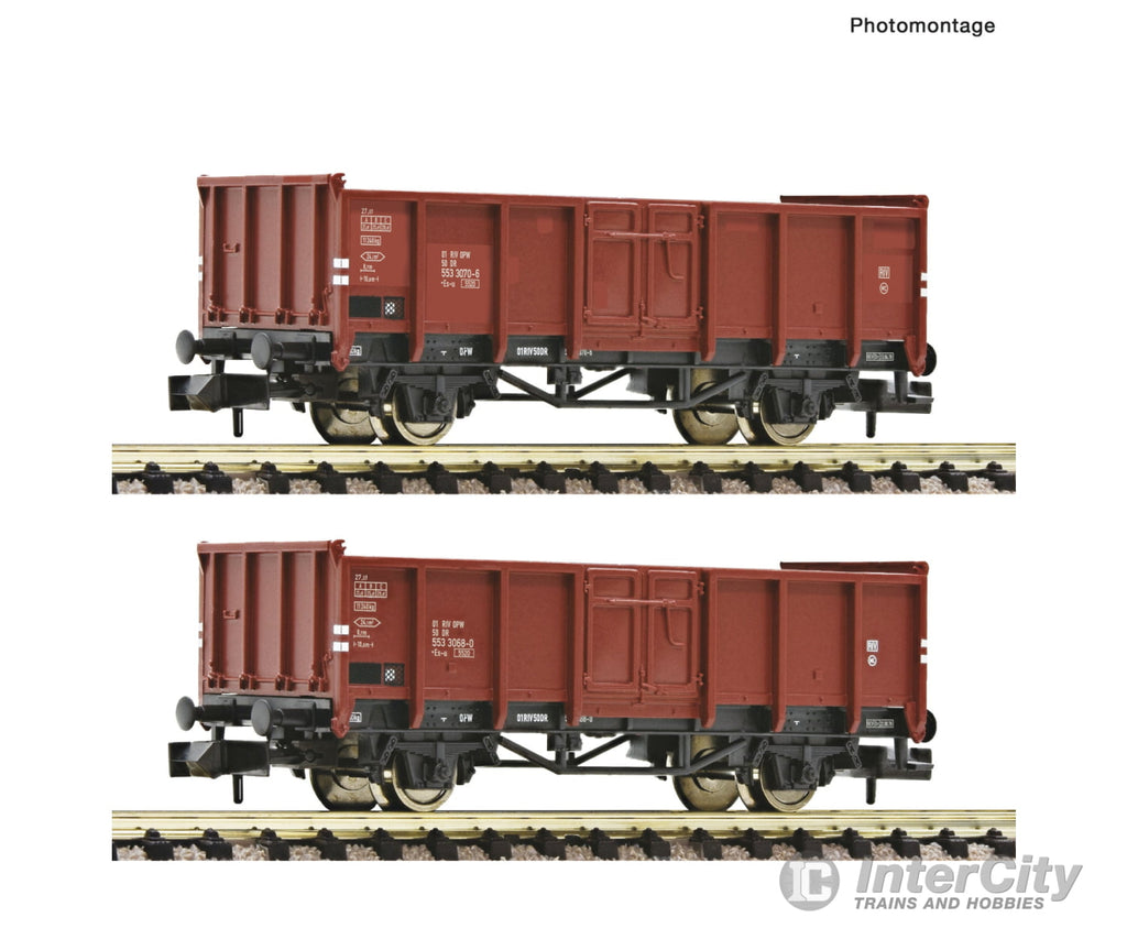 Fleischmann 6660138 N 2 piece set: Open goods wagons DR European Freight Cars