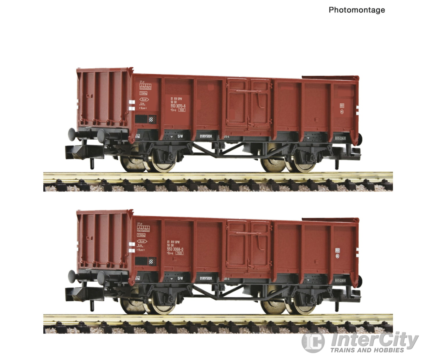Fleischmann 6660138 N 2 piece set: Open goods wagons DR European Freight Cars