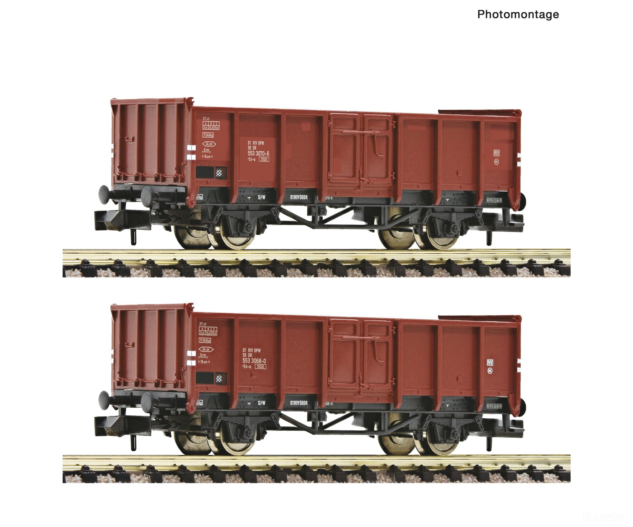 Fleischmann 6660138 N 2 piece set: Open goods wagons DR European Freight Cars