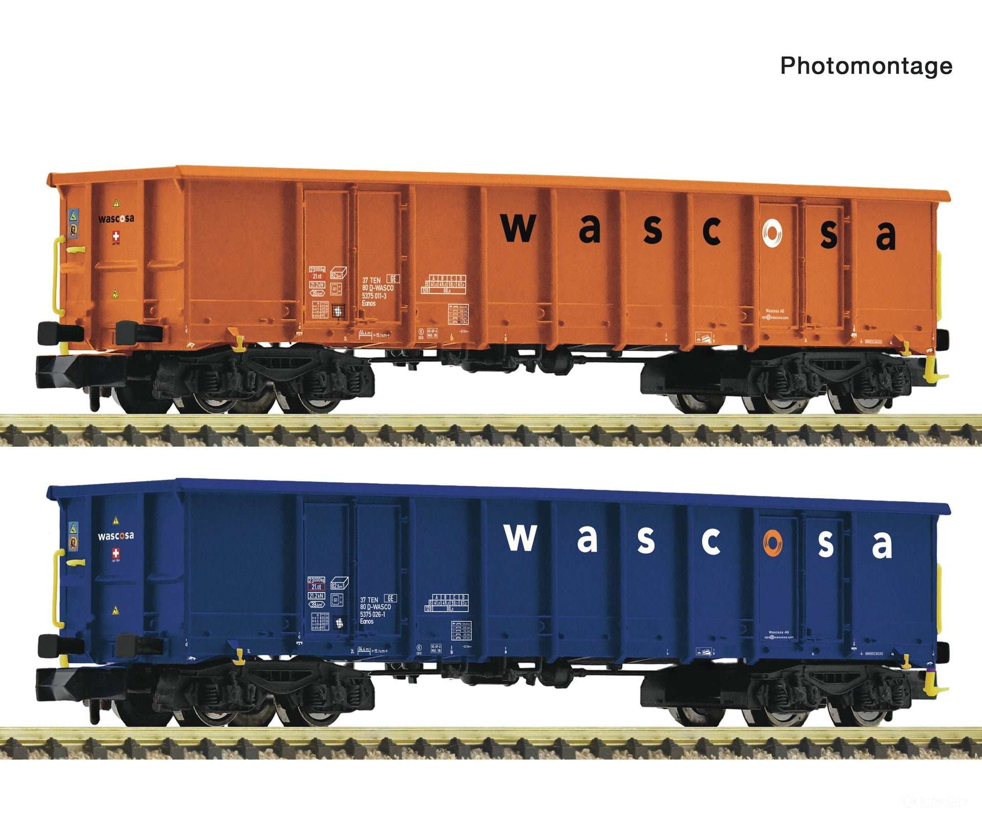 Fleischmann 6660140 N 2 piece set: Open goods wagons Wascosa European Freight Cars