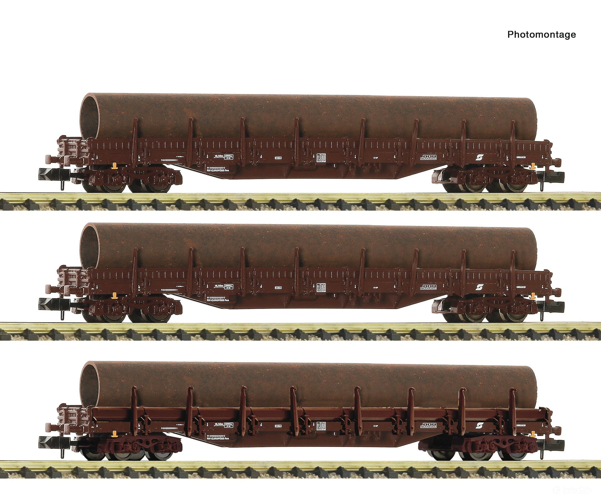 Fleischmann 6660142 N 3 piece set (1): Steel train ÖBB European Freight Cars
