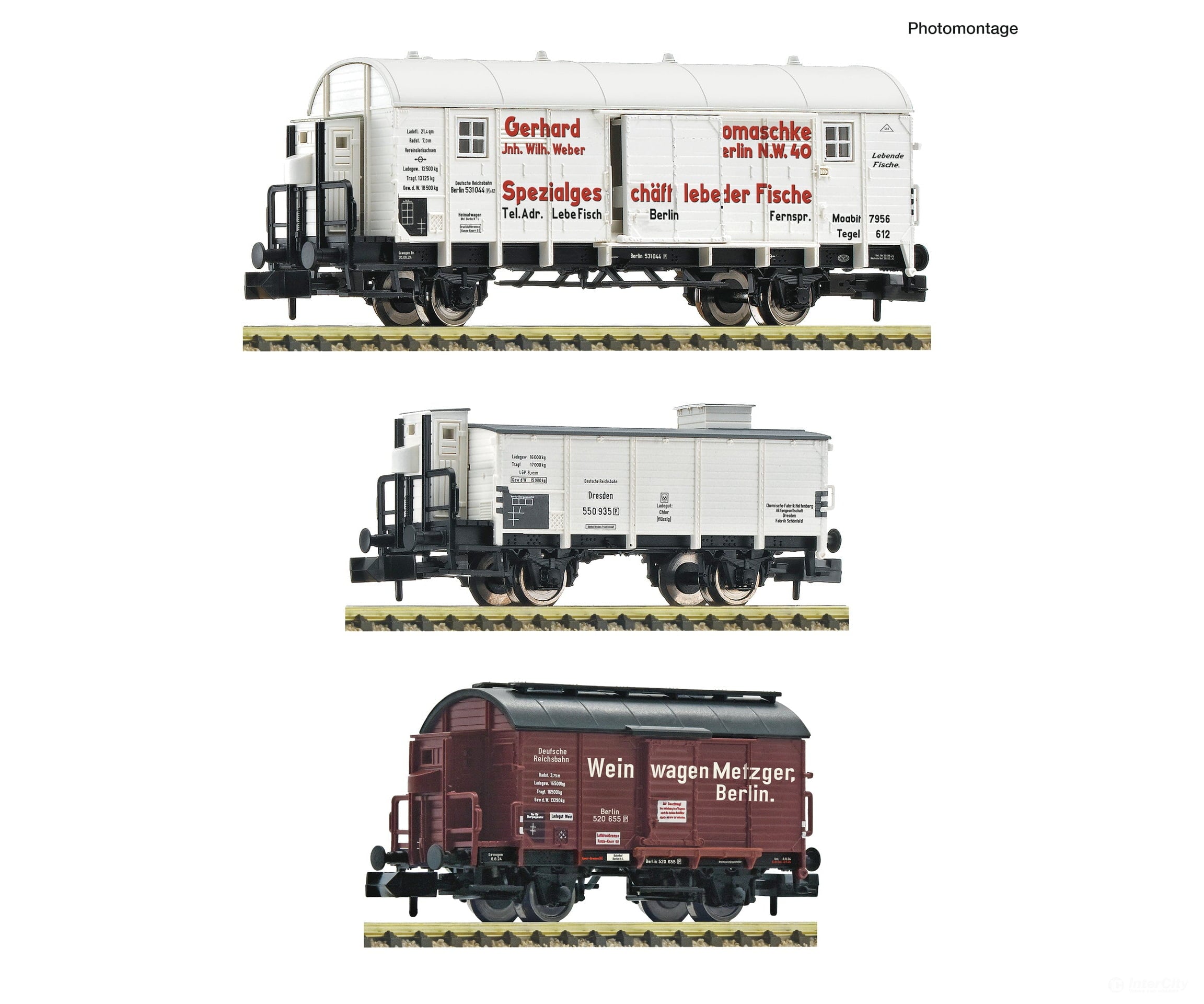 Fleischmann 6660148 N 3 piece set: Covered goods wagons DRB European Freight Cars