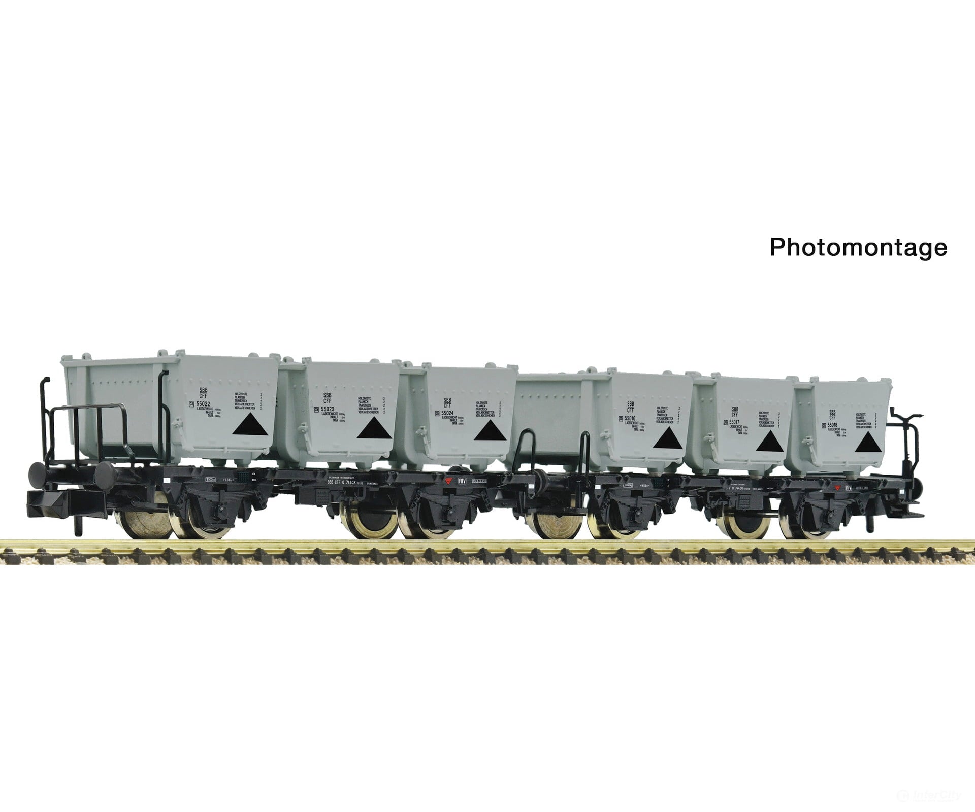 Fleischmann 6660154 N 2 piece set: Container carrier wagons SBB European Freight Cars