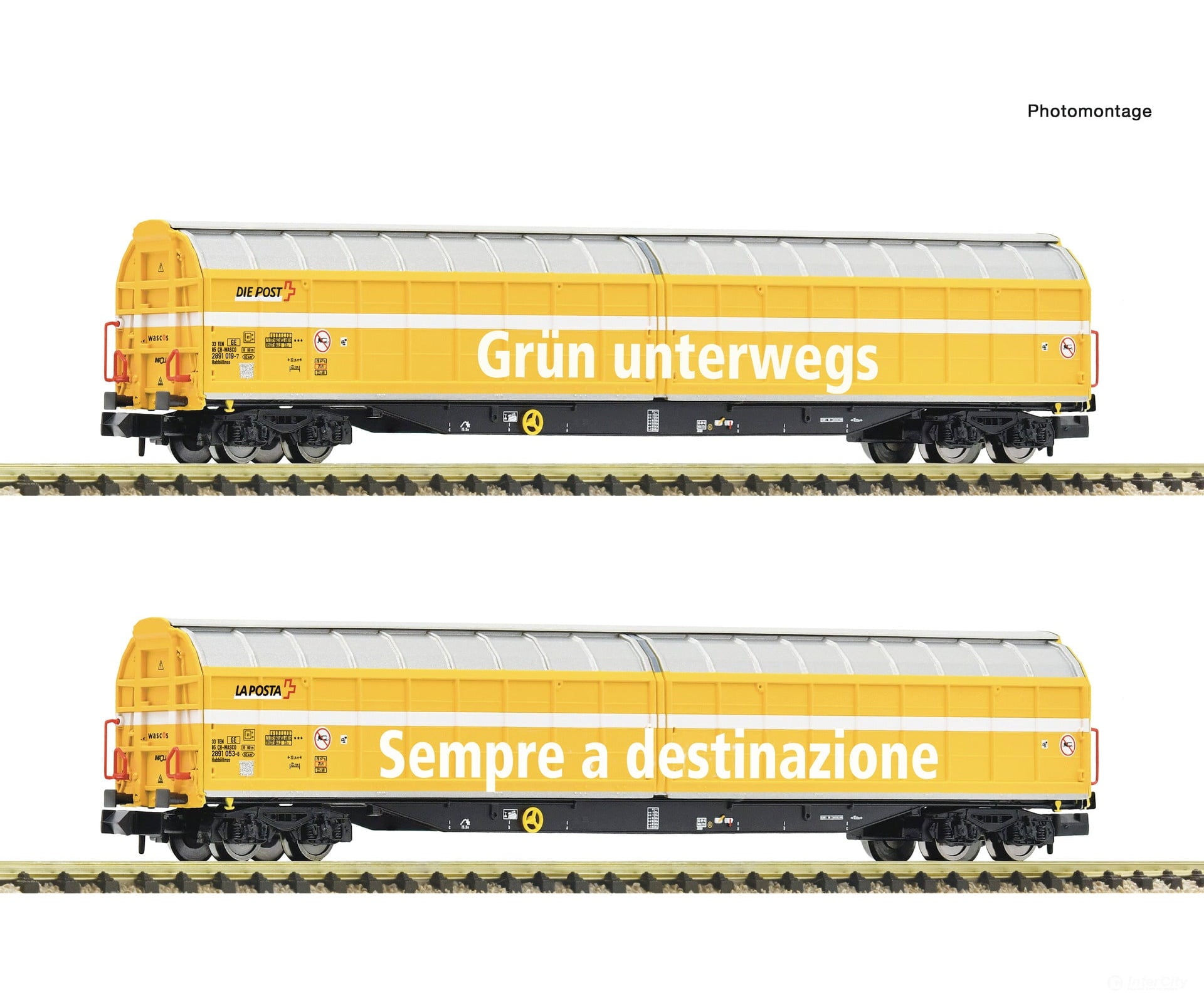 Fleischmann 6660155 N 2 piece set: Large-capacity sliding wall wagons Wascosa European Freight Cars