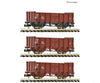 Fleischmann 6660156 N 3 piece set: Open goods wagons DR European Freight Cars