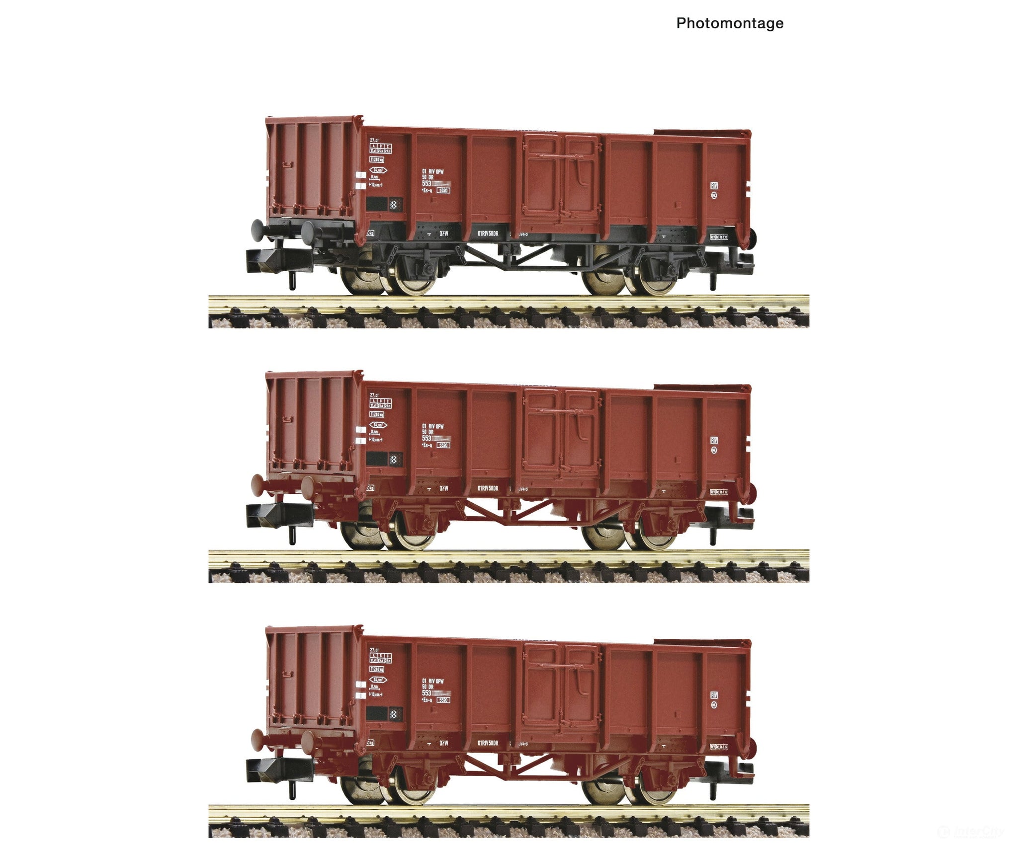 Fleischmann 6660156 N 3 piece set: Open goods wagons DR European Freight Cars