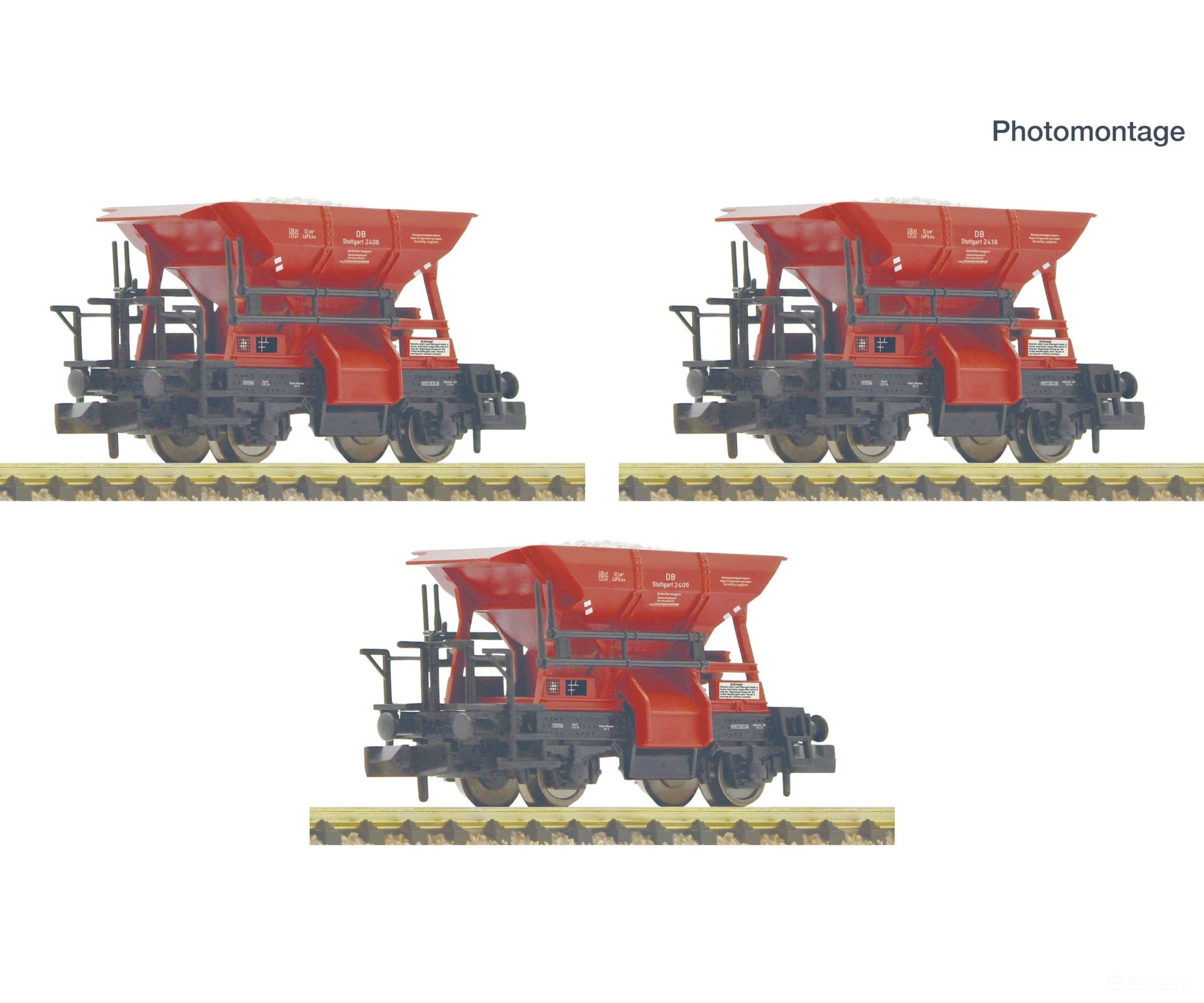 Fleischmann 6660159 N 3 piece set: Ballast wagons DB European Freight Cars